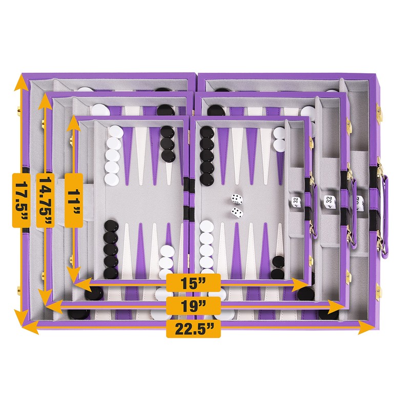 Crazy Games Backgammon Set - Classic Purple Large 18 Inch