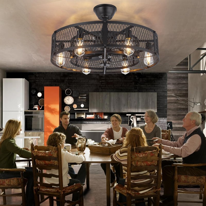 Depuley Outdoor Ceiling Fan with Light: 26" Caged Ceiling Fans
