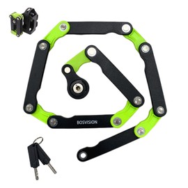 [Bosvision] Folding Bike Lock – Heavy Duty Anti-Theft Bicycle Lock with 12 Hardened Steel Bars (30.7” / 78cm), 2 Disc Keys & Mount Bracket – Compact, Drill-Resistant, Frame-Safe