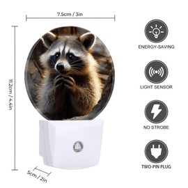 BWQSKL Night Light Cute Raccoon Wall Mounted Night Light for Bathroom Hallway Bedroom Kitchen Home Decoration, Holiday Gifts