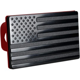 MULL American Black Flag Metal Trailer Hitch Cover (Fits 2.5" Receiver, Black 7"x4")