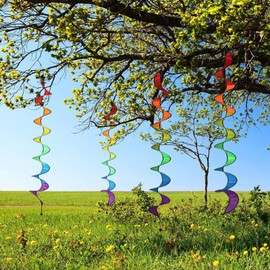 Wind Spinner | 4X Rainbow Wind Twister | Rotating Windmills Outdoor Decor Bird Scarer Nature Lovers Festival Party Front Yard Landscaping Backyard Gardens Patio Balcony