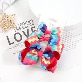 3PCS Hair Bows for Girls Hand-made Colorful Grosgrain Ribbon Hair Bows Alligator Clips Hair Accessories Barrettes for Little Teen Toddler Girls Kids (Rainbow)