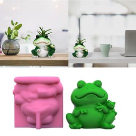PURPLELILY Frogs Planter Silicone Mold Flower Concrete Mold Animal Statue Cement Gypsum Mold Flower Vase Epoxy Casting Mold Flower Silicone Molds for Concrete Flower Silicone Molds for Resin