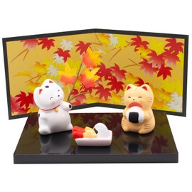 Santo 18711 Banko Ware Figurine, Interior Object, Tabletop Decoration, Japanese Age Series, November, Fall Foliage, Maple Tree, Room Decoration, Entrance Decoration, Mini Compact, Made in Japan