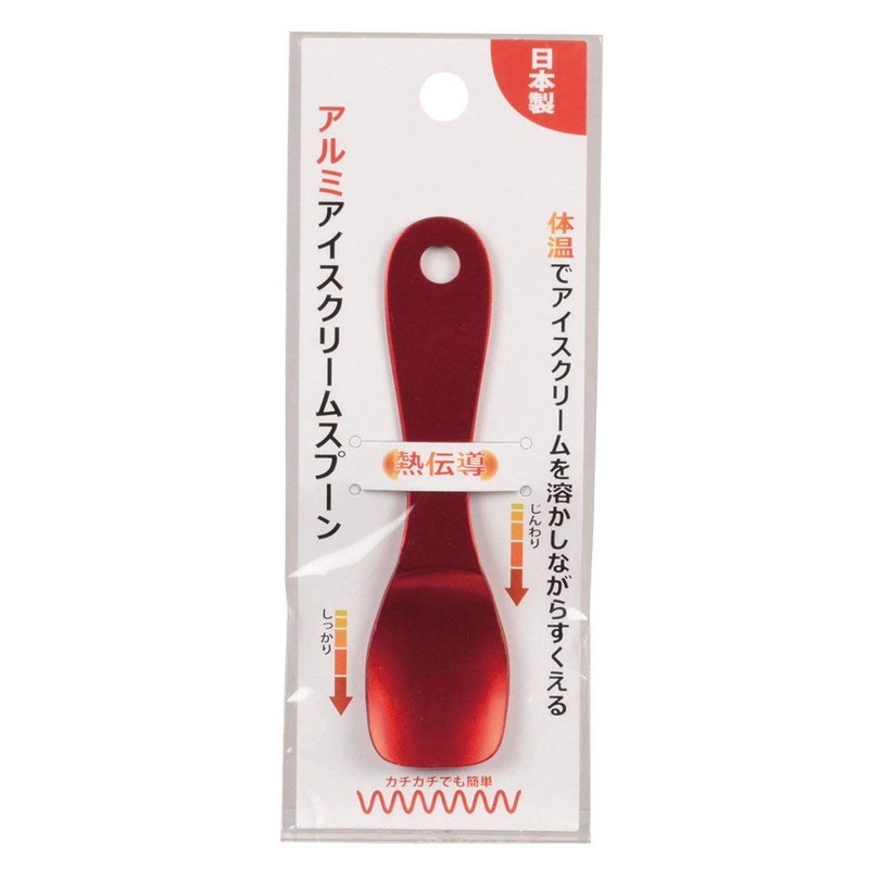 Pearl Metal C-1118 Aluminum Ice Cream Spoon, Red, Made in