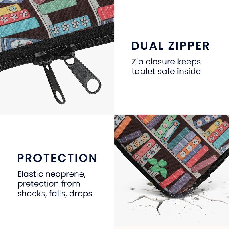 kwmobile Case for eReader Neoprene Protective Bookcase with Plants Blue