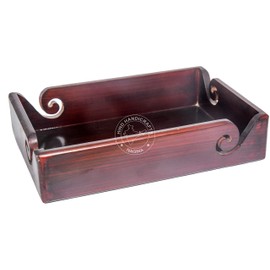 Portable 4-Way Yarn Bowl Solid Dark Hardwood Handmade Knitting Crochet Bowl 12" x 8" x 2.5" Brown