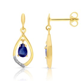 Planetys - 9ct Yellow Gold Natural Sapphire Earrings, Yellow Gold, Sapphire