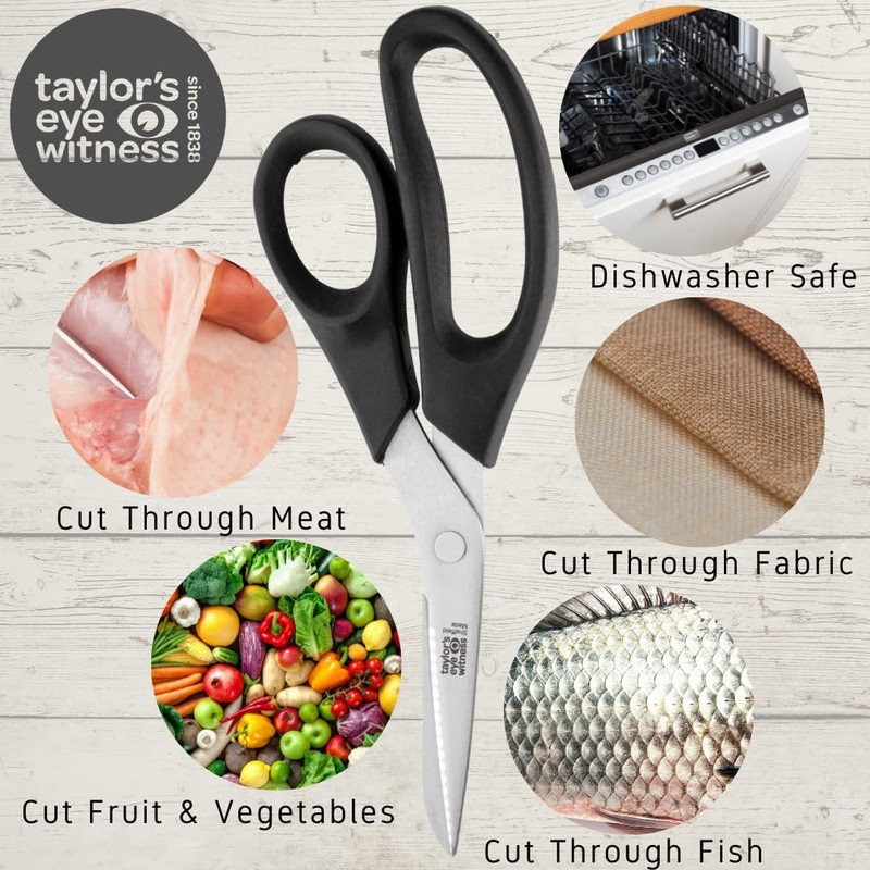 Scissors and Shears (Black, Kitchen (18cm/7" Serrated Blade Left Handed)