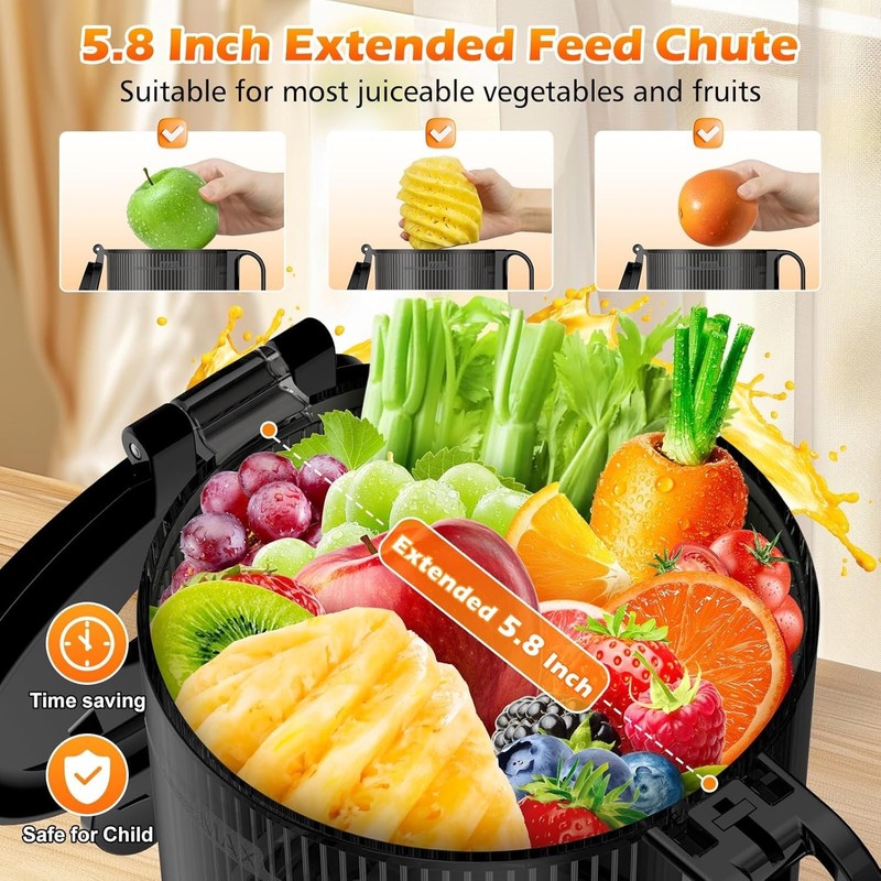 Juicer Machines with 5.8" Large Feed Chute, Cold Press Juicer