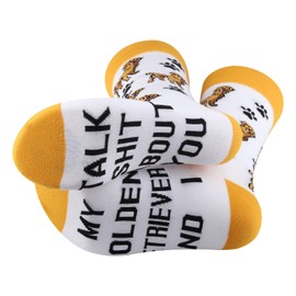 CENWA 1 Pair Golden Retriever Dog Socks for Women Men My Golden Retriever And I Talk About You Socks, Golden Retriever, Medium