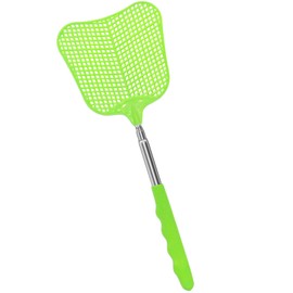MYSTICHOME Fly Swatter 1 PCS, Durable Heavy Duty Plastic Fly Swatters, Stainless Steel Telescopic FlySwatter for Indoors/Outdoor/Kitchen/Garden (Green)