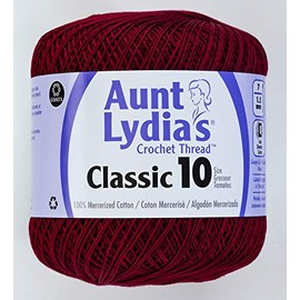 Coats Crochet Aunt Lydia's Crochet, Cotton Classic Size 10, Burgundy (154-492)