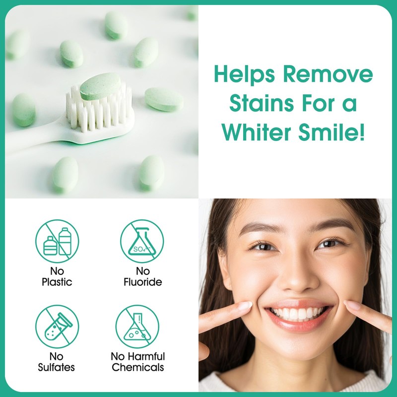 150 Tablets Chewable Toothpaste Tablets, Sensitive Toothpaste Tablets Peppermint Flavored