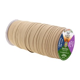 Mandala Crafts 10mm 50 Yds Roll of Tan Elastic Bands for Sewing - 3/8 Flat Elastics Cord - 3 8 Inch Braided Stretch Straps for Crafting