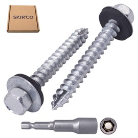 SKIR'CO (20 pcs) Zinc Plated Roofing Screws, 6.5 x 50 mm Self-Tapping Screws With EPDM Washers, Hex Head