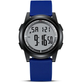 HANPOSH Mens Digital Watch Ultra Thin Minimalist Sports Waterproof Outdoor LED Screen Large Face Military Watches for Men with LED Back Light Alarm Date Stopwatch