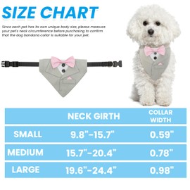 TUKOAW Dog Tuxedo Wedding Bandana, Bow Tie Tux Formal Dog Costume for Birthday Wedding Holiday, Adjustable Pet Tux Collar for Small Medium Large Dogs, Cats