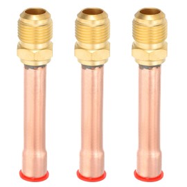 QUARKZMAN 1/2" SAE 45 Degree Brass Pipe Fitting, 3 Pieces Flare Connector with Male Thread Adapter and Copper Pipe for Air Conditioning HVAC Refrigeration System