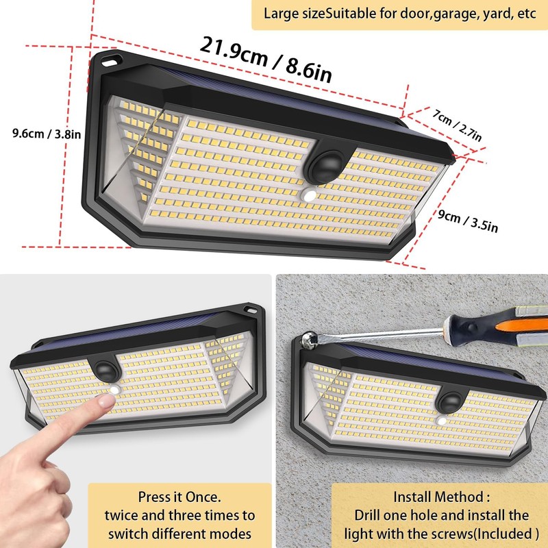 SyouHome Solar Lights Outdoor, 4000LM 380 LEDs Solar Motion Lights