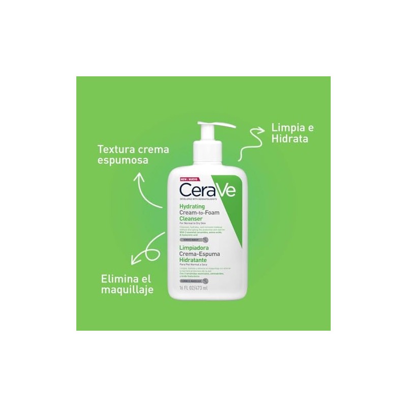 Cerave Limpiadora Crema Espuma Hidratante Limpiador Piel Normal Seca 473ml