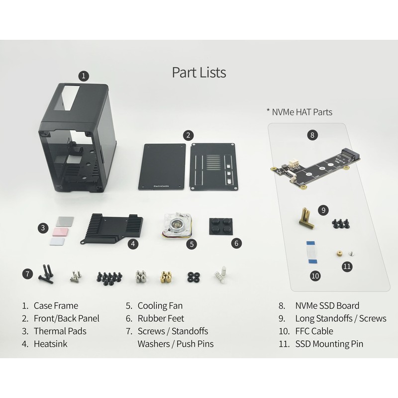 ElectroCookie Mini PC Case for Raspberry Pi 5 with M.2