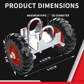 USCaster Rolling Gate Wheel, 8-Inch Rubber Wheel Carrier for Driveway Chain Link Fence Metal Tube Sliding Gates,600lb Capacity (1 Pack, Red)