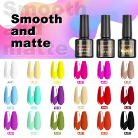 SINZONeu Semi-permanenter Nagellack, 21 Maniküre, Nail Art, Set mit UV-/LED-Nagellack, Soak Off, 18 beliebte fluoreszierende Farben, Basis und Top Coat matt, 8 ml