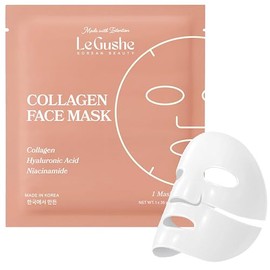 LE GUSHE Hydrogel Face Masks with Collagen and Niacinamide, Korean Collagen Face Mask for Daily Skincare, Gentle Formula Sheet Mask, 4 Packs