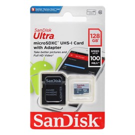 SanDisk Ultra microSDXC Memory Card 128GB UHS-I, Read: up to 80MB/s + Adapter SD