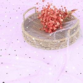 Homiest Glitter Fabric Rolls with Star Moon Sequin, 10 Yards x 54 Inch Wide Tulle Bolt Light Purple Rolls for Tutu Skirt Bridal Veil Wedding Party Decorations