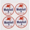 MOBIL SAE OIL DECALS 10-20-30-40 3" DIAMENTER