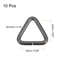 uxcell 10 Pcs Metal Triangle Ring Buckle, 3/4" Belt Fastener Connectors Strap Keeper Loop for DIY Leather Purse Bags Handbag Straps, Dark Grey