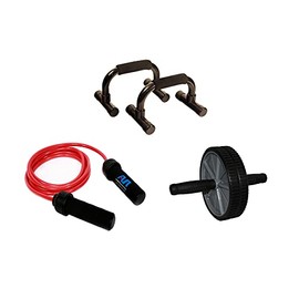 Ader Total AB Workout Set- Weighted Jump Rope, Ab Wheel & Push-Up Bars