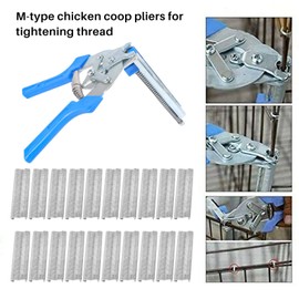 Peakloong 1pc Hog Ring Plier Tool and 600pcs M Clips Chicken Mesh Cage Wire Fencing Crimping Solder Joint Welding Repair Hand Tools