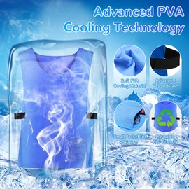Cooling Vest for Men and Women (63 x 43 cm) - No Electricity, 16 °C Instant Cooling, Instant Evaporative Cooling, Lightweight and Reusable with Pockets for Work/Sports, Outdoor, Running, Cycling