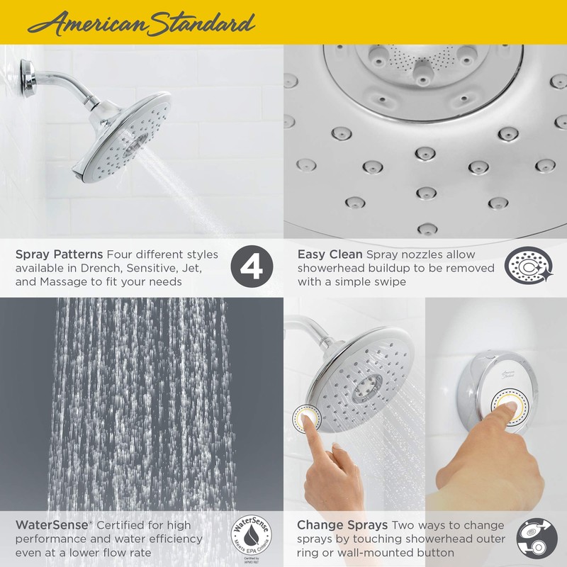 American Standard 9035474.002 Spectra+ eTouch 4-Function Shower Head, 2.5 GPM,