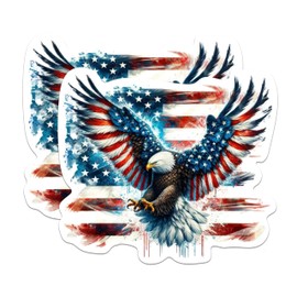 (2 Pack) USA Bald Eagle American Flag Magnets - Patriotic US Flag - 5" On Longest Side - Premium Magnet - for Cars, Refrigerators, Toolboxes - Made in USA - MAG1374