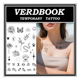 VERDBOOK Waterproof Temporary Tattoos: 2-Sheet Tattoo Kit with Realistic Body Stickers, Semi-Permanent Tattoos for Adults Lasting 7-15 Days – Safe for Men & Women, Botanical Vignettes