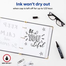 Avery Marks-A-Lot Permanent Markers, Regular Desk-Style Size, Chisel Tip, Water and Wear Resistant, 2 Black Markers (07888)