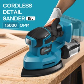 ZUYIYI Cordless Detail Sander for Makita 18V Battery(No Battery), 13000 OPM Electric Mouse Sander, Palm Sanders w/Dust Collector, 6 Attachments, 24Pcs Sandpapers for Tight Spaces Sanding, Woodworking