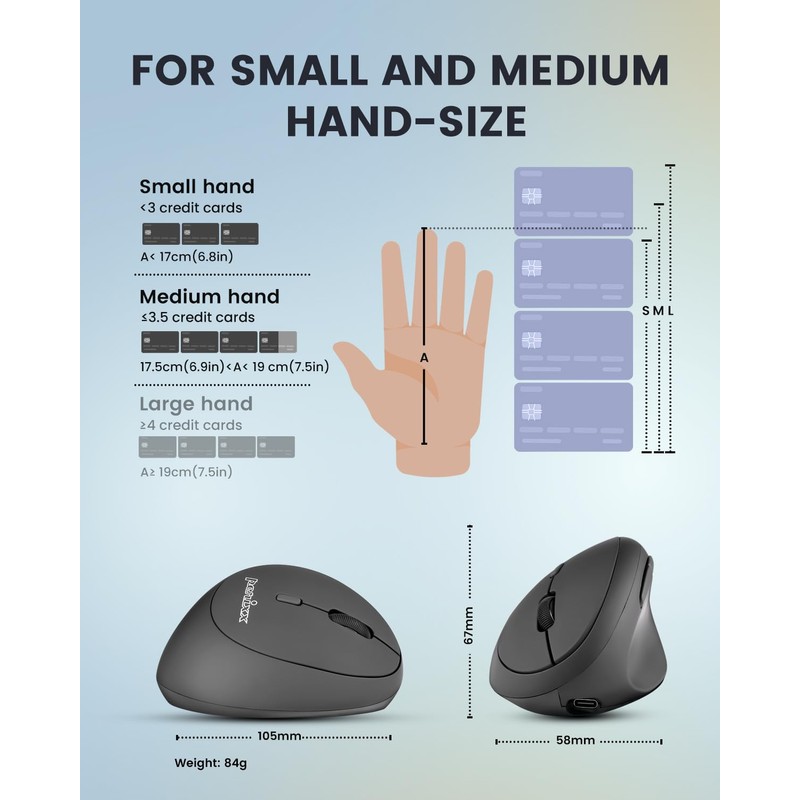 Perixx PERIMICE-719R Wireless 2.4G Rechargeable Ergonomic Mouse - Duo Wired