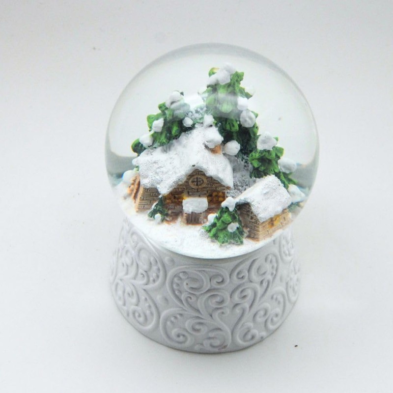 20148 Elegant Snow Globe Hut Magic with White Artificial Stone