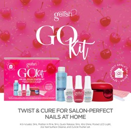 Gelish MINI Go Kit - Complete Gel Polish Set for DIY Manicure & Pedicure with Limited Edition Red Pocket LED Light for At-Home Salon Quality Nails.