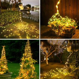 Joysing Joysing Solar Lichterkette Aussen 2M 200 LED Lichterschweif, 8 Modi Wasserfall Lichterbndel Wasserdichte Lichterstrang fr Gie?kanne Pflanzen Terrasse Balkon Garten Deko - Warmwei?