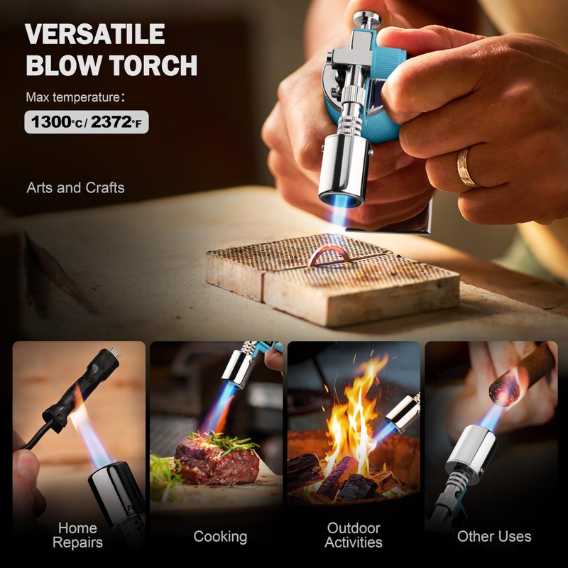 RAVS Butane Torch Lighter, Refillable Kitchen Torch with Adjustable Flame
