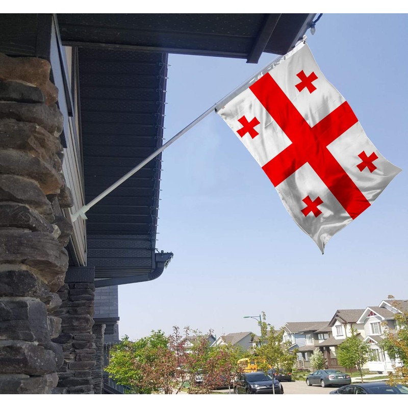 rhungift Georgia Five Cross Flag Large 3x5 Ft, Moderate-Outdoor Both