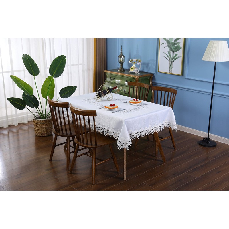 Inmerget Elegant White Lace Small Coffee Table Tablecloth for Wedding