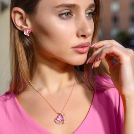 CDE Jewellery Set for Women, ideal Mother’s Day Gift Birthday Gift Necklace and Earrings Set, Jewellery Gift Set with Stones in Gift Box, Sterling Silver, Rose Gold